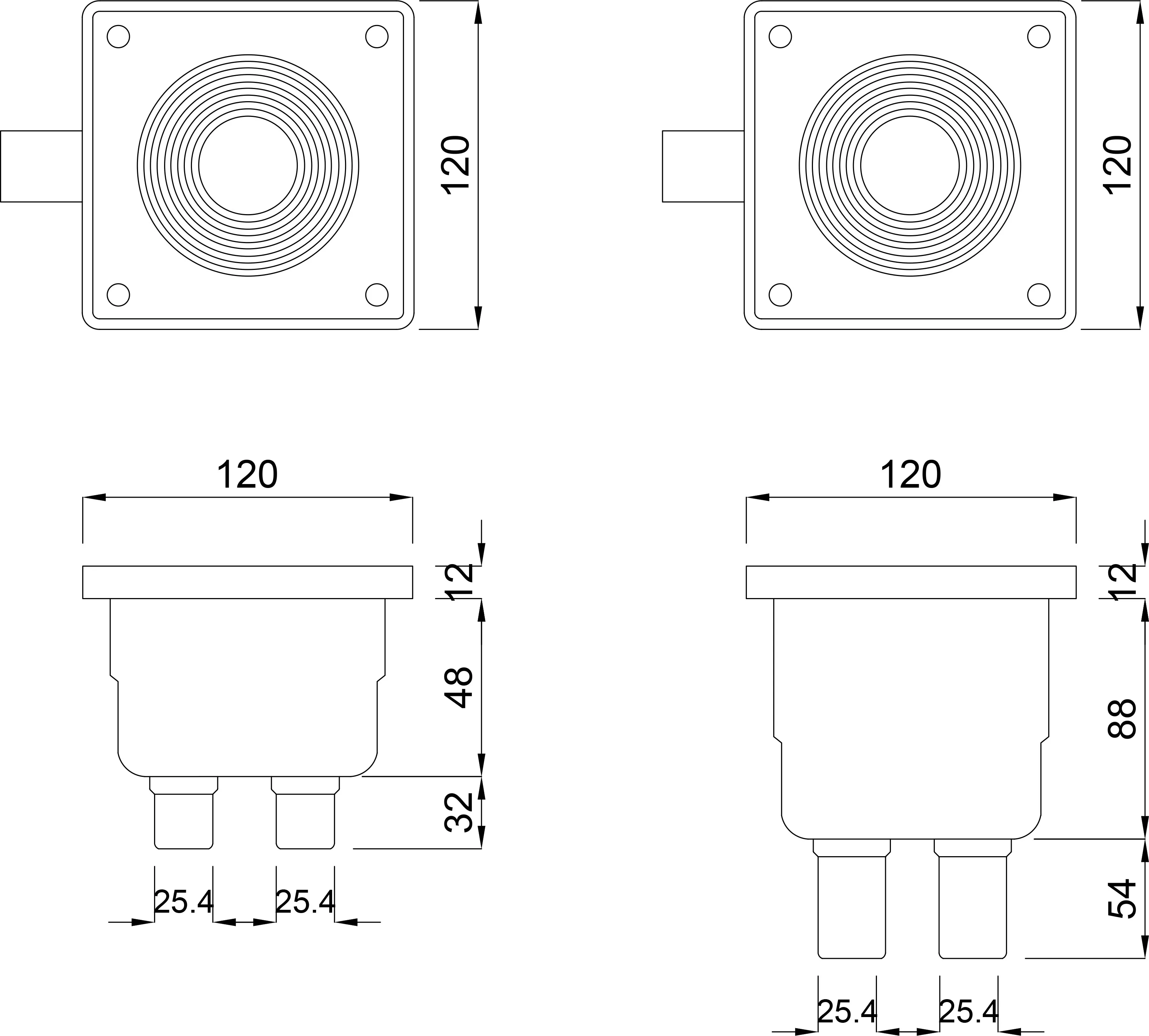 Ocean Anschlussbox ABS 120 mm Weiß
