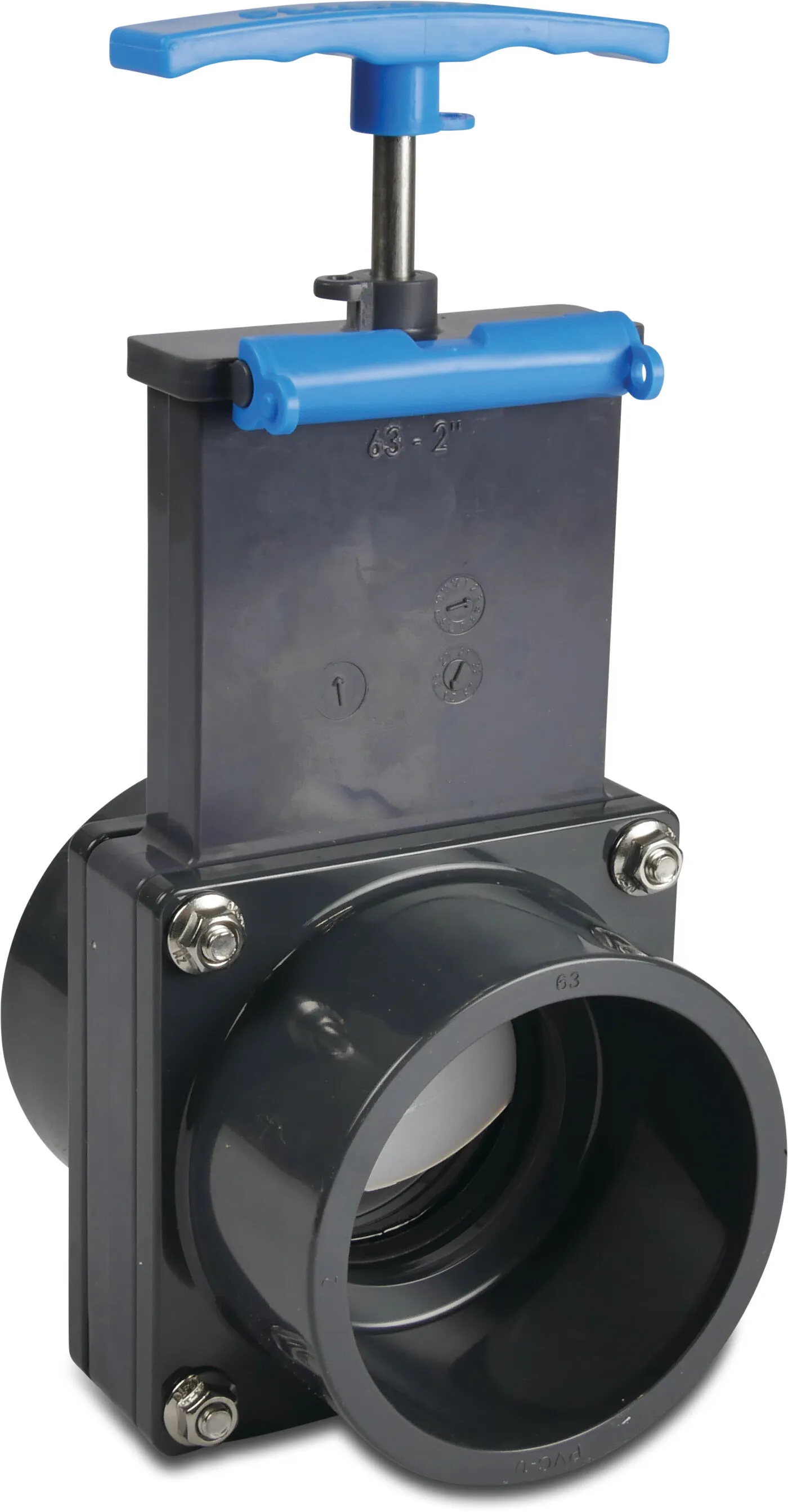 Profec Schuifafsluiter PVC-U 50 mm lijmmof 3,5bar grijs type 8000