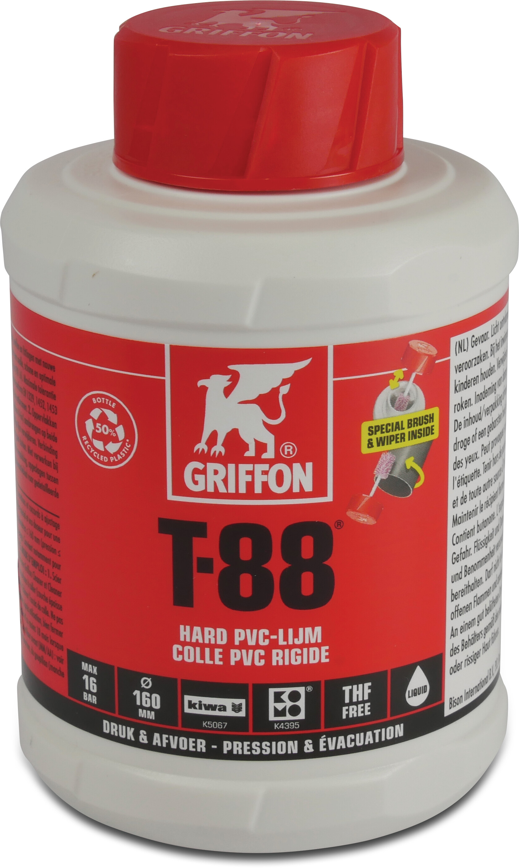 Griffon PVC glue 0,1ltr with brush KIWA type T-88 label EN/DE