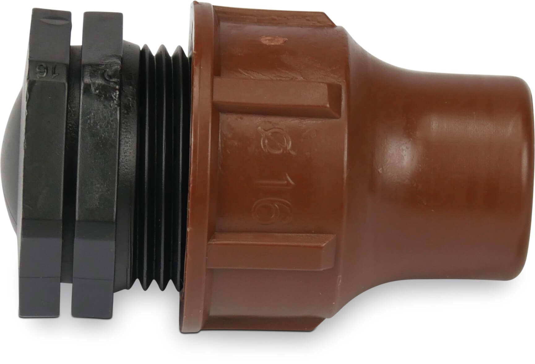 Eindplug PP 16 mm lock bruin type BF-plug lock