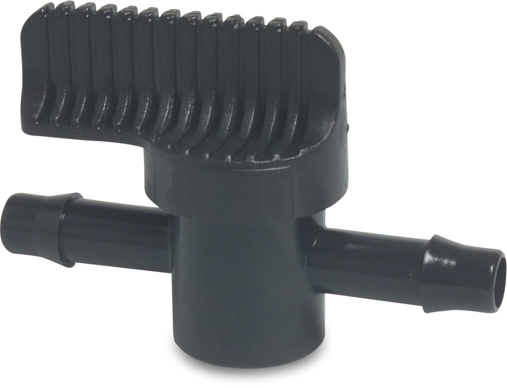Plug valve PA (nylon) 10 mm hose tail 10bar black type WF