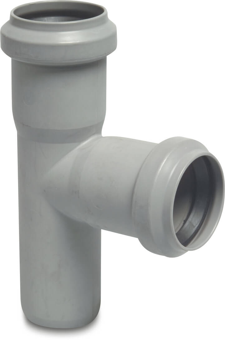 Drainage T-piece 87° PP 50 mm ring seal x ring seal x spigot grey