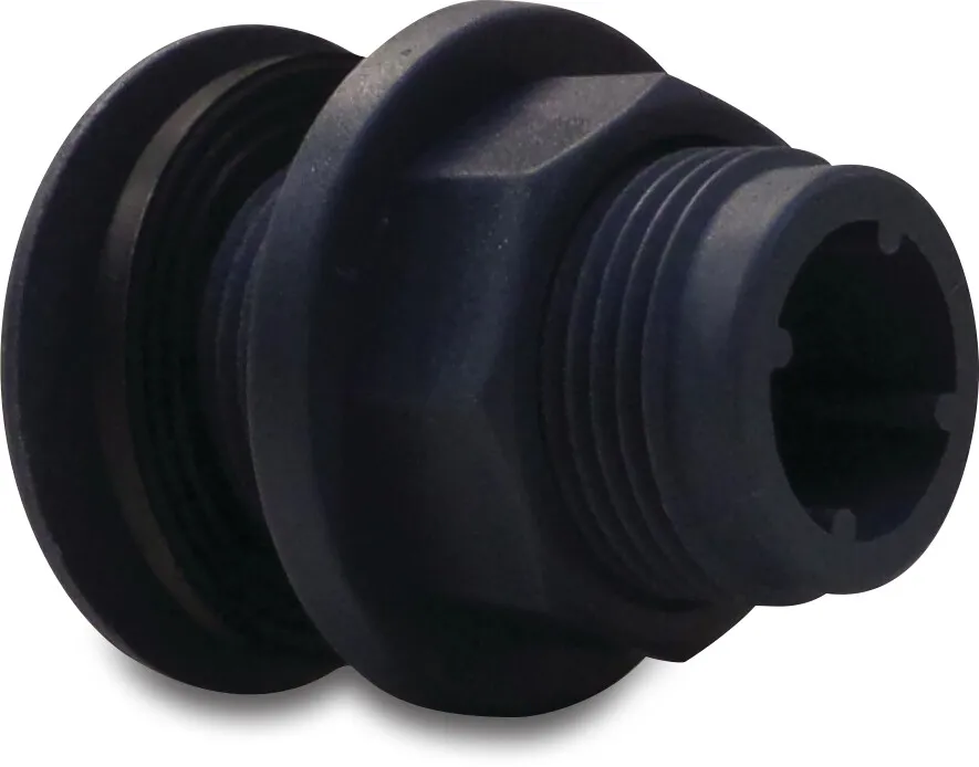 Tank connector PP 1" male thread 6bar grey