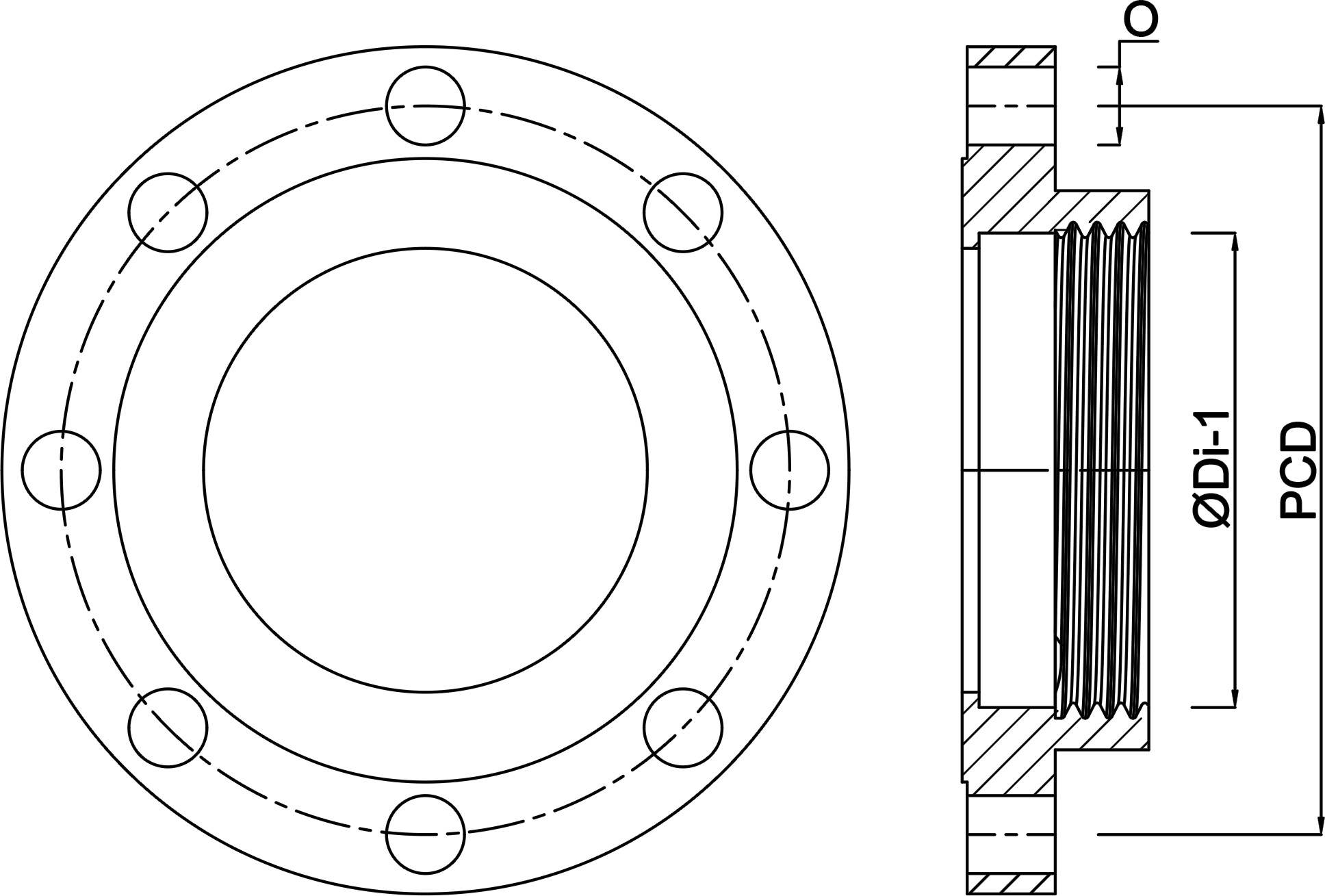 Profec Flange PVC-U DN100 x 4" DIN flange x female thread 16bar DN100 grey PN10/16
