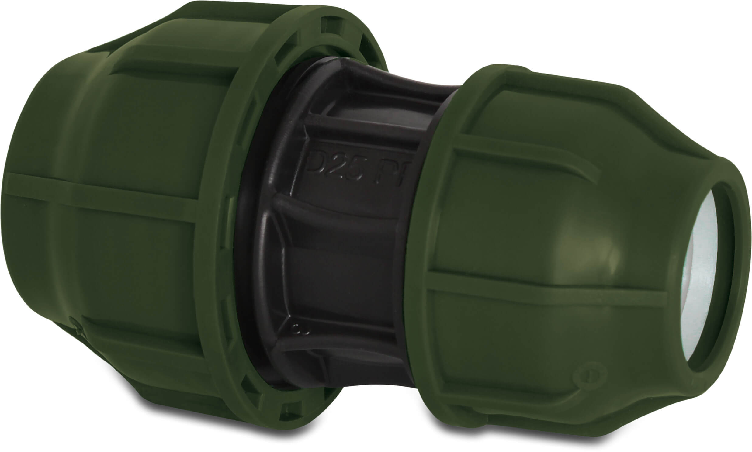 Verloopkoppeling PP 50 mm x 32 mm knel 10bar zwart/groen