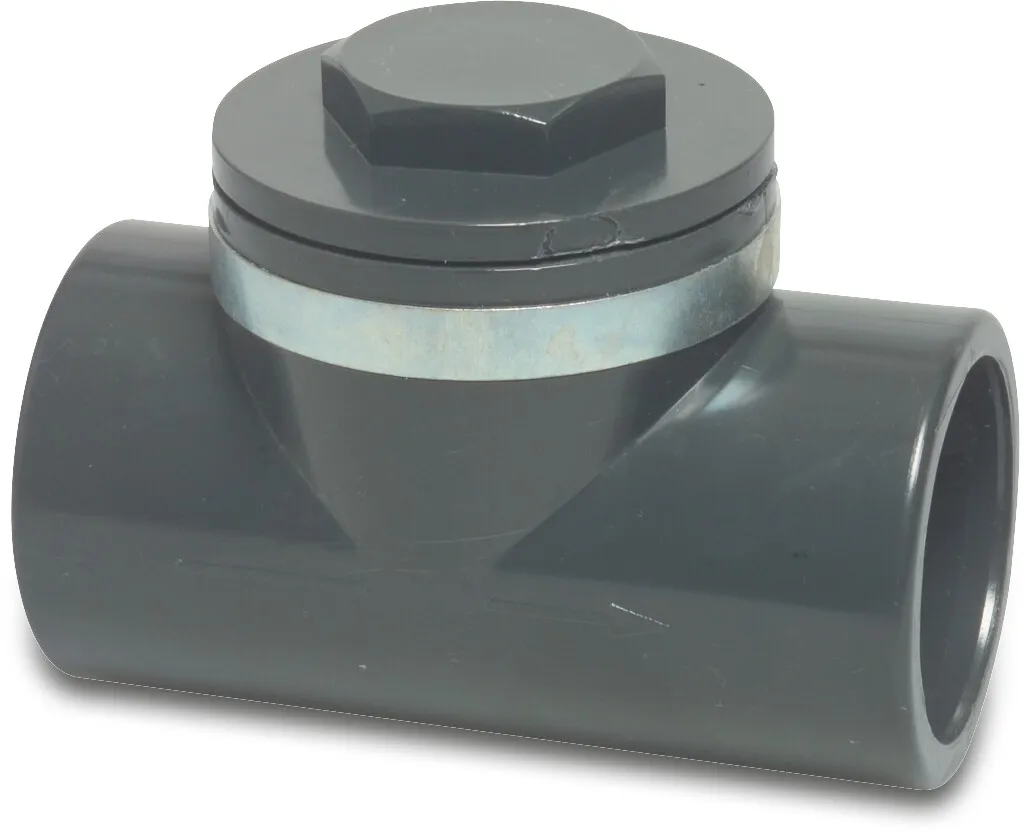 Kontraventil PVC-U 32 mm limmuffe 10bar grå type CARF