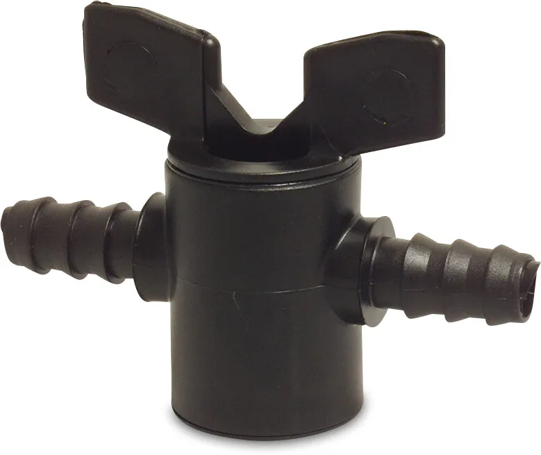 Plug valve PP 16 mm barbed 6bar black