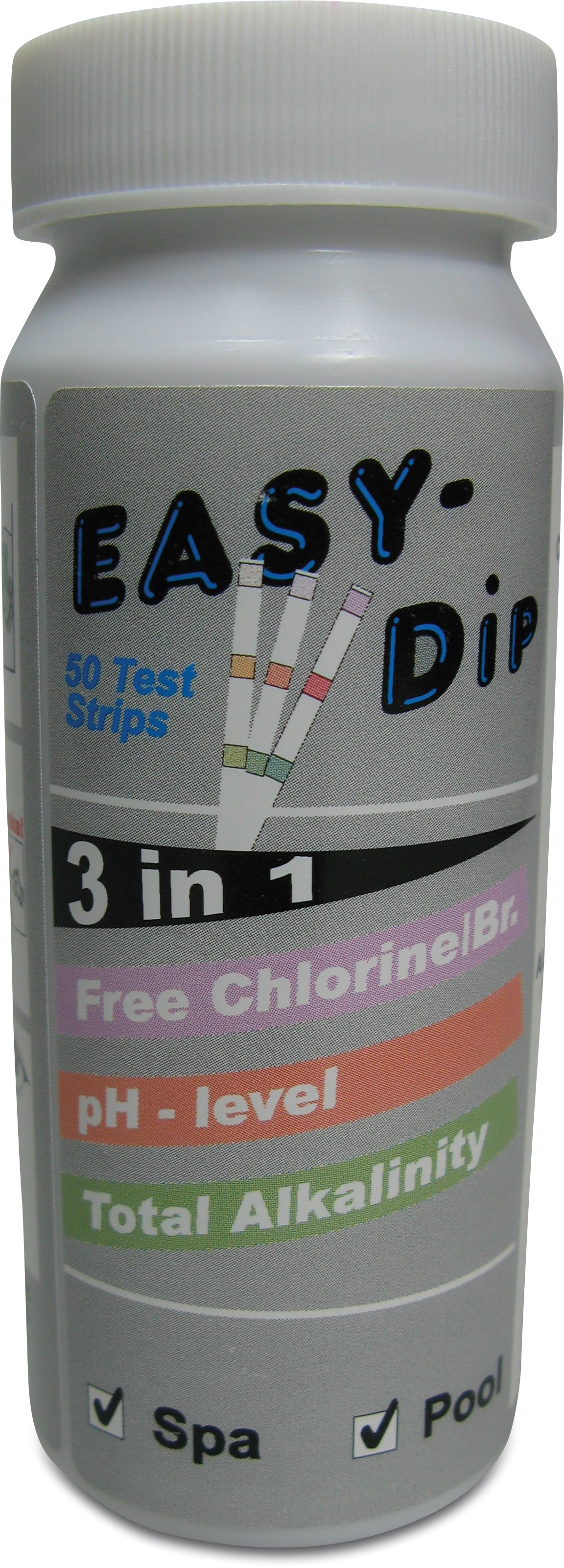 Pool-I.D. 5-in-1 test strips for the measurement of pH, free Chlorine, Bromine Alkalinity, Total Hardness and Cyanic Acid values 50 pcs