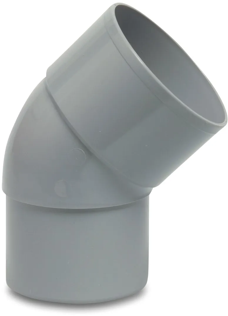 Bend 45° PVC-U 60 mm glue socket x insert (in pipe) grey