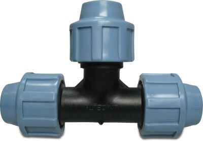 Unidelta T-Stück 90° PP DVGW/KIWA/WRAS 16 bar Klemm Schwarz/Blau