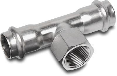 Bonfix Adaptor T-piece 90° stainless steel 316L KIWA press x female thread x press