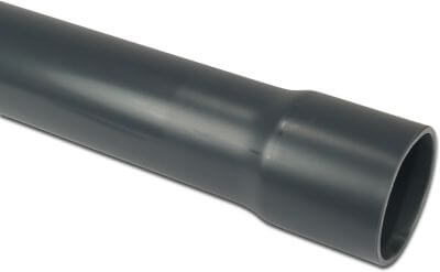Pressure pipe PVC-U 10 bar glue socket x plain grey