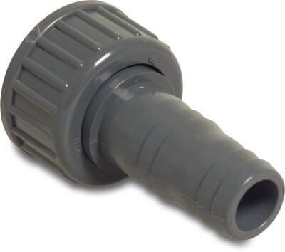 Profec Hose tail 2/3 union adaptor PVC-U 10 bar female threaded nut x hose tail grey