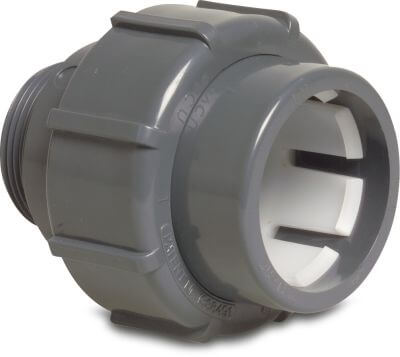 Verschraubung PVC-U 4 bar Klemm x Außengewinde Grau