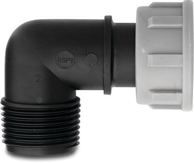 Tavlit Swivel böj 90° PP 10 bar invändig gänga x utvändig gänga type with O-ring