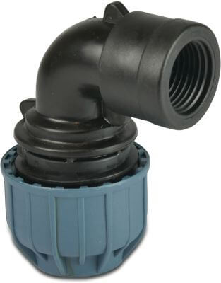 Jason Winkel 90° PP 10 bar Klemm x Innengewinde Schwarz/Blau