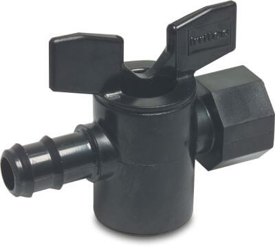 Absperrhahn PP 6 bar Tülle x Innengewinde Schwarz