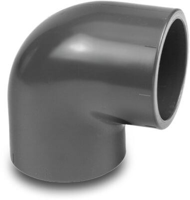VDL Winkel 90° PVC-U KIWA 16 bar Klebemuffe Grau