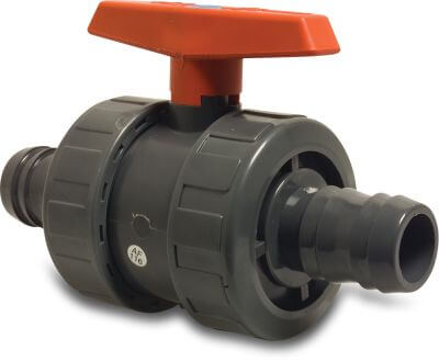 Profec Kugelhahn PVC-U 10 bar Schlauchtülle Grau