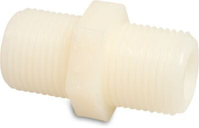Doppelnippel Nylon 16 bar Außengewinde Weiß