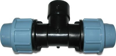 Unidelta T-Stück 90° PP DVGW/KIWA/WRAS 16 bar Klemm x Innengewinde x Klemm Schwarz/Blau