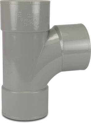 Stroom T-stuk 87° PVC-U KOMO lijmmof grijs
