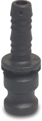Quick coupler PP male part Camlock x hose tail black type Camlock E