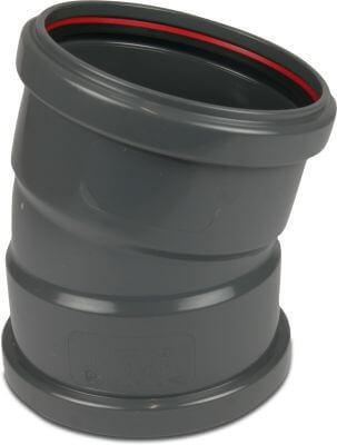 Böj 15° PVC-U KOMO/BENOR o-rings tätning grå