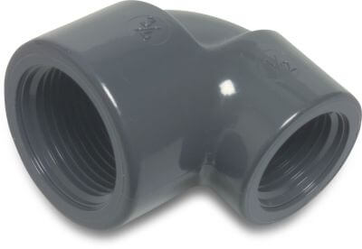 Profec Winkel 90°, reduziert PVC-U 10 bar Innengewinde Grau