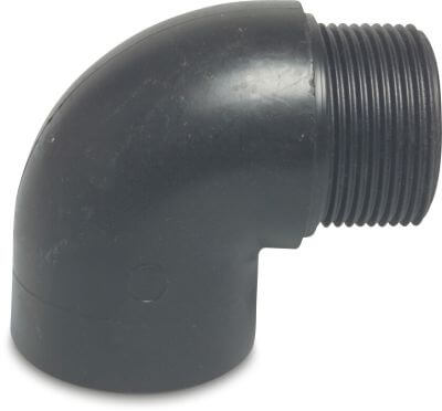 Coude à 90° PP 10 bar filetage femelle x filetage mâle noir