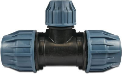 Jason T-Stück 90° PP DVGW/KIWA/WRAS/SVGW 16 bar Klemm Schwarz/Blau