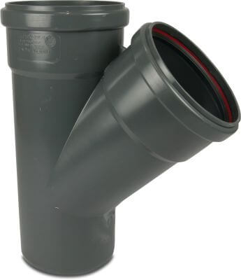 T-koppling 45° PVC-U KOMO/BENOR o-rings tätning x o-rings tätning x koppling grå