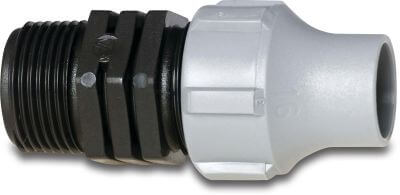 Tavlit Adaptor PP 10 bar lock x male thread black/grey