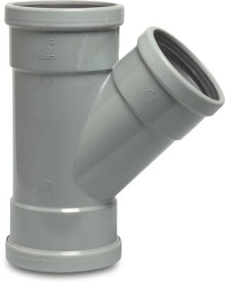 T-stuk 45° PVC-U KOMO/BENOR manchet grijs