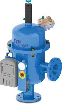 STF Automatisch hydraulisch Filter carbon steel ST37.2 10 bar DIN Flansch Blau