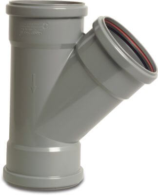 T-stuk 45° PVC-U KOMO/BENOR manchet grijs