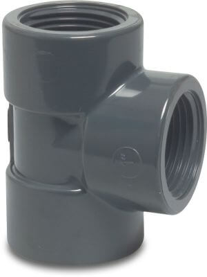 Profec T-Stück 90° PVC-U 10 bar Innengewinde Grau