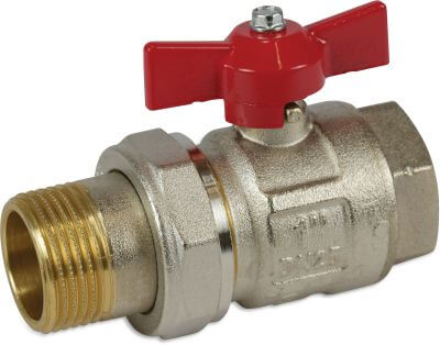 Vanne à bille laiton 50 bar filetage femelle x écrou mâle type 098