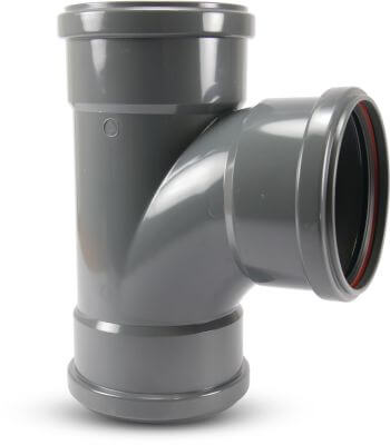 T-Stück 87° PVC-U KOMO/BENOR Steckmuffe Grau