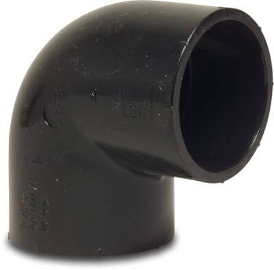 Praher Winkel 90° PVC-U 10 bar Klebemuffe Schwarz