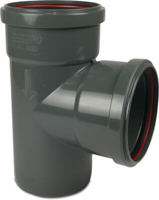T-koppling 87° PVC-U KOMO/BENOR o-rings tätning x o-rings tätning x koppling grå