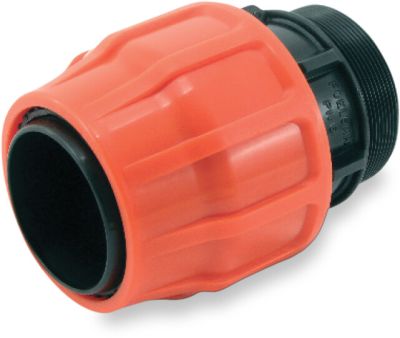 Övergång PP spänn x utvändig gänga svart/orange type Layflat