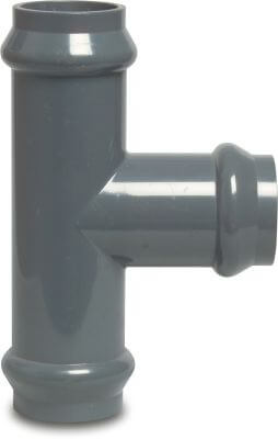 T-Stück 90° PVC-U 10 bar Steckmuffe Grau
