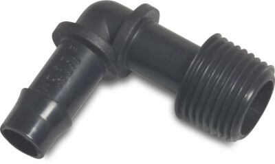 Winkel 90° PA (Nylon) 10 bar Außengewinde x Schlauchtülle Schwarz Typ WF