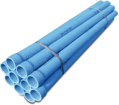 Brunnsskärm PVC-U invändig trapets gänga x utvändig trapets gänga blå