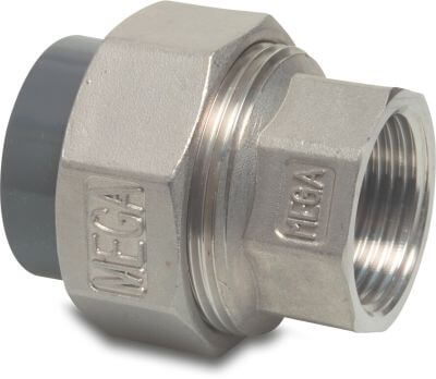 Profec Raccord union PVC/acier inoxydable 316 10 bar collage femelle x filetage femelle gris