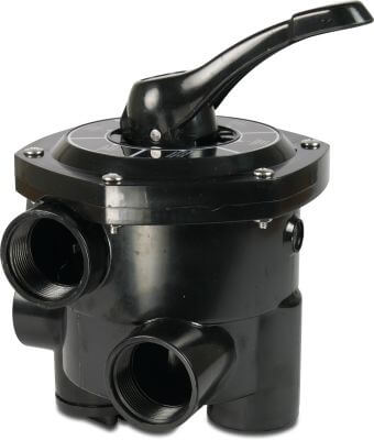 Flotide Multiport ventil 4 bar svart type Mega MFS 6-vägs ventil + rör kit