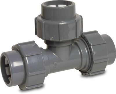T-Stück 90° PVC-U 4 bar Klemm Grau