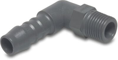 Winkel 90° Nylon 10 bar Außengewinde x Schlauchtülle Grau