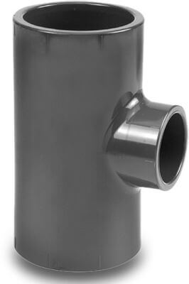 VDL T-stuk 90° PVC-U lijmmof x lijmmof/spie x lijmmof grijs